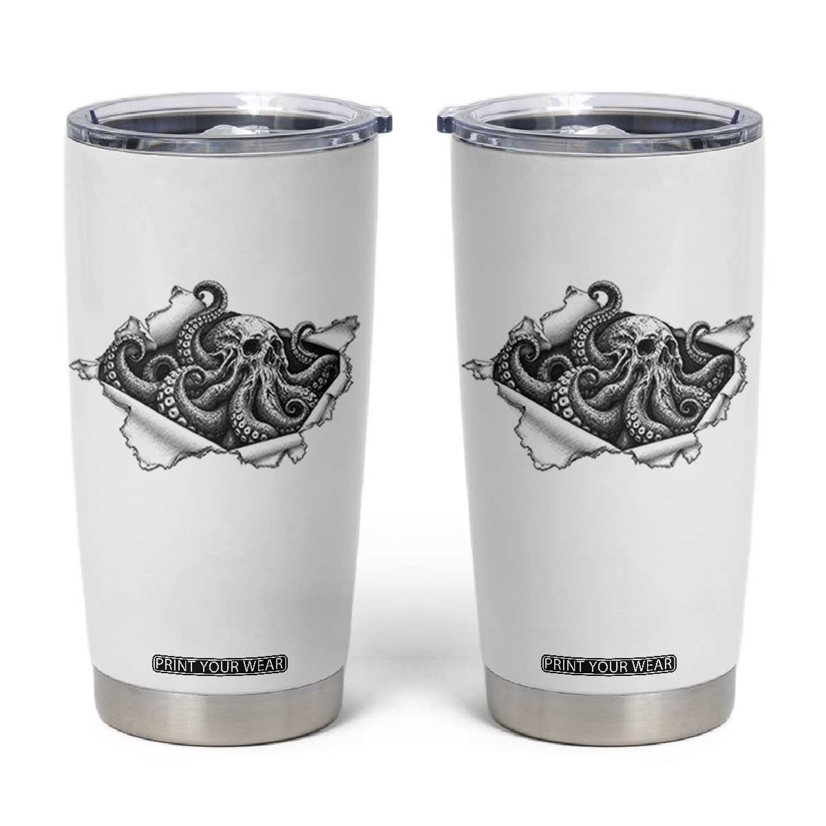 Kraken Skull Octopus Sea Monster Tumbler Cup Dark Gothic Horror Graphic