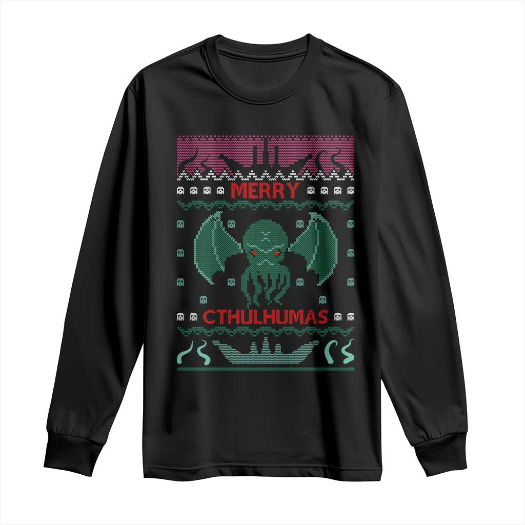 Cthulhu Sea Monster Xmas Dark Fantasy Long Sleeve Shirt Merry Cthulhumas Ugly Holiday Gift