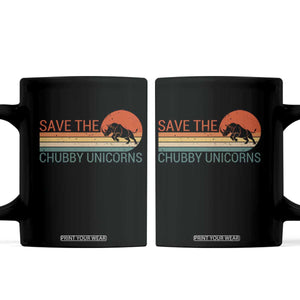 Save The Chubby Unicorns Rhino Retro Sunset Coffee Mug Funny Animal Lover Gift
