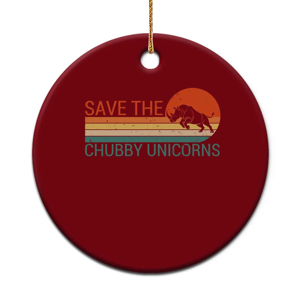 Save The Chubby Unicorns Rhino Retro Sunset Ceramic Ornament Funny Animal Lover Gift
