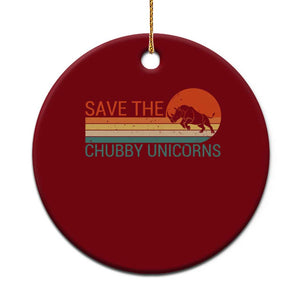 Save The Chubby Unicorns Rhino Retro Sunset Ceramic Ornament Funny Animal Lover Gift