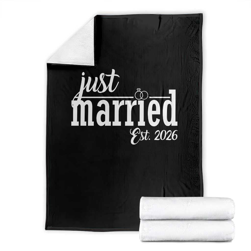 Just Married Est 2026 Newlywed Couple Throw Blanket Bride Groom Wedding
