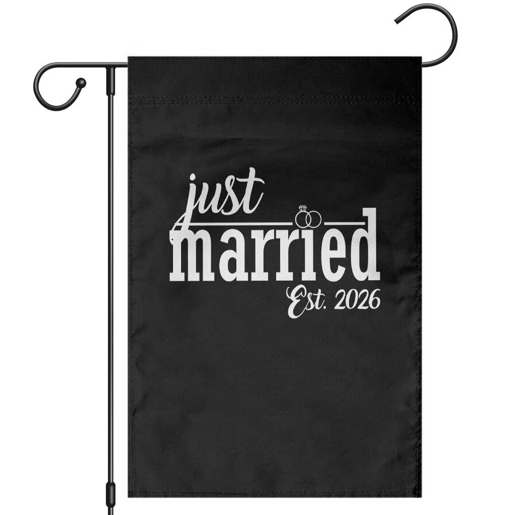 Just Married Est 2026 Newlywed Couple Garden Flag Bride Groom Wedding