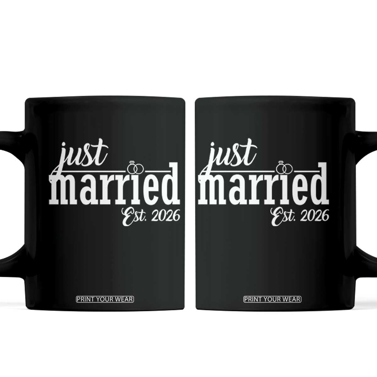 Just Married Est 2026 Newlywed Couple Coffee Mug Bride Groom Wedding