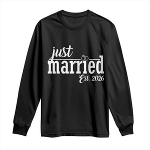 Just Married Est 2026 Newlywed Couple Long Sleeve Shirt Bride Groom Wedding