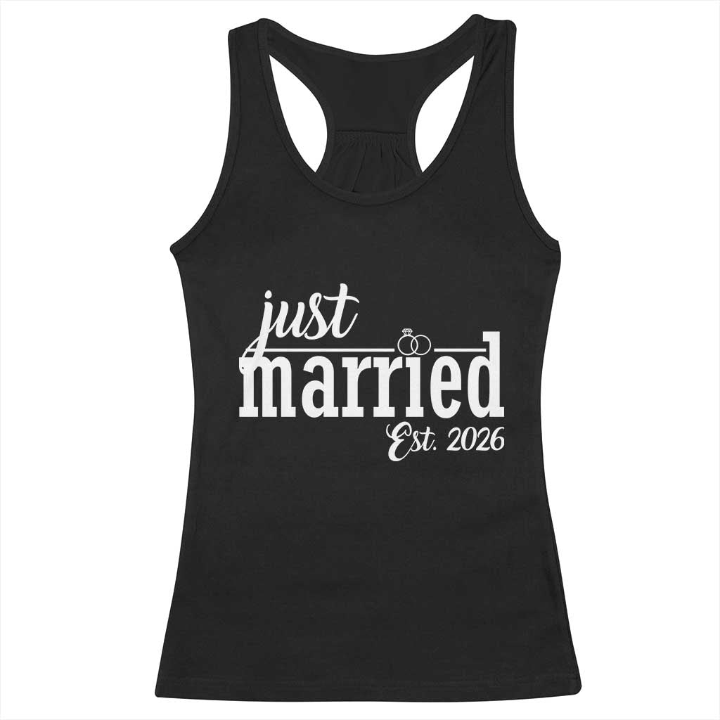 Just Married Est 2026 Newlywed Couple Racerback Tank Top Bride Groom Wedding