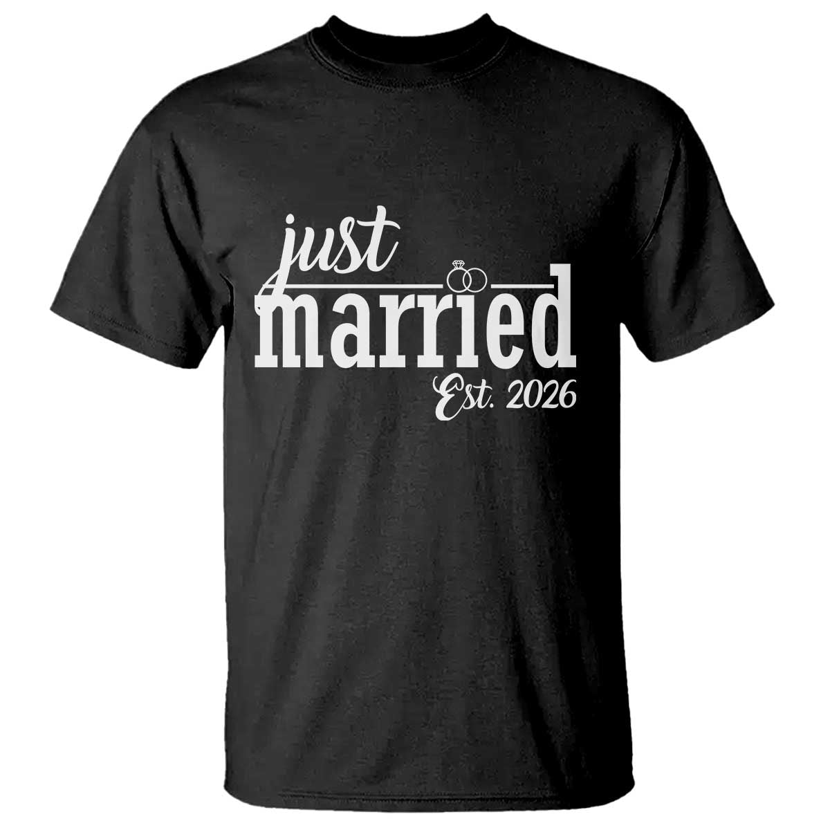 Just Married Est 2026 Newlywed Couple T Shirt Bride Groom Wedding
