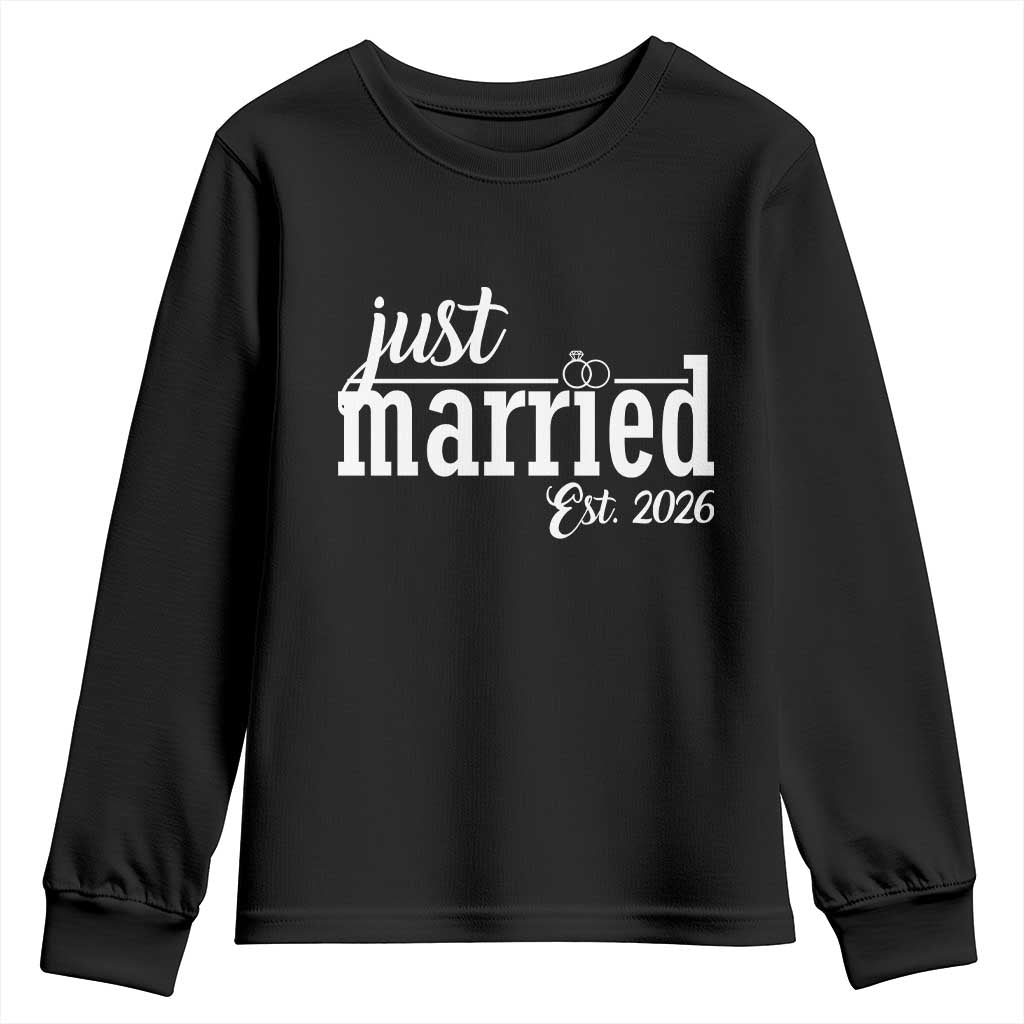 Just Married Est 2026 Newlywed Couple Youth Sweatshirt Bride Groom Wedding