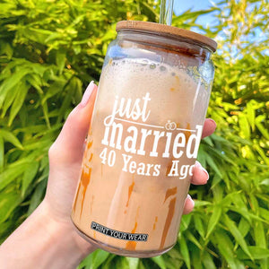 Funny 40th Wedding Anniversary Glass Can Just Married 40 Years Ago