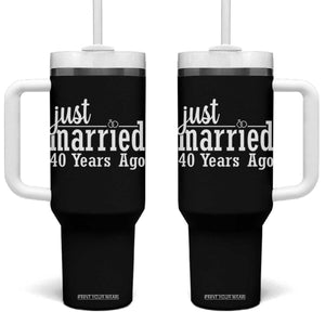Funny 40th Wedding Anniversary Tumbler With Handle Just Married 40 Years Ago