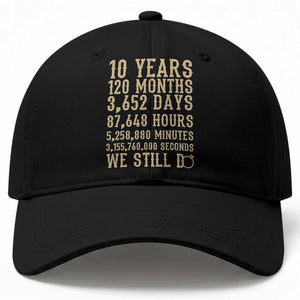 Vintage 10th Wedding Anniversary Milestone Baseball Cap 10 Years We Still Do