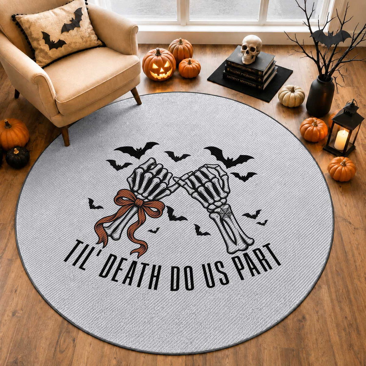 Halloween Wedding Anniversary Spooky Round Rug Til Death Do Us Part