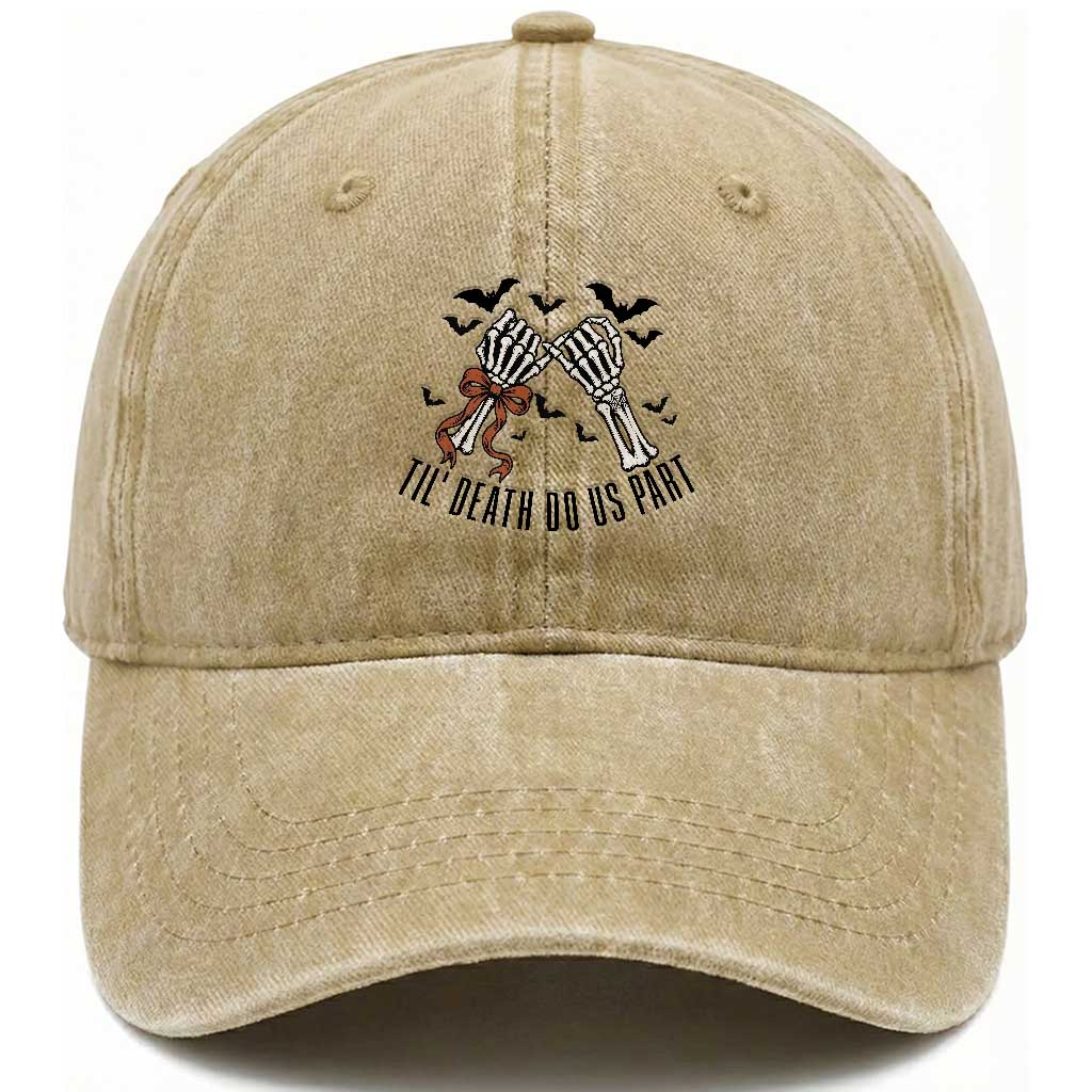 Halloween Wedding Anniversary Spooky Washed Cotton Baseball Cap Til Death Do Us Part