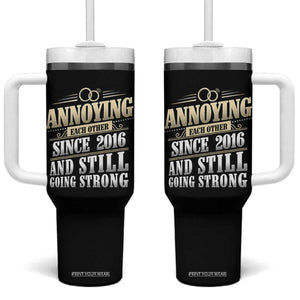 Vintage 10th Wedding Anniversary Tumbler With Handle Annoying Each Other Since 2016 Still Going Strong