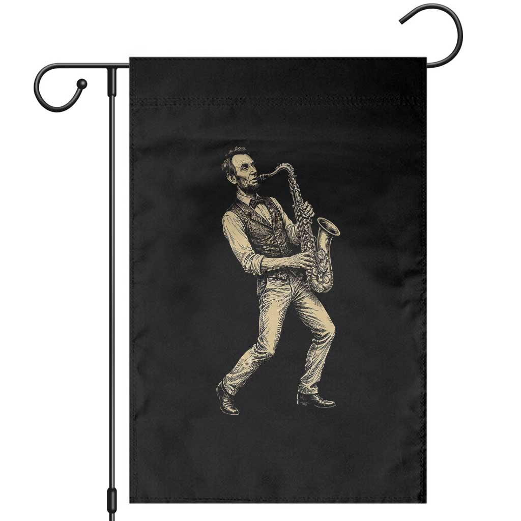 Vintage Abraham Lincoln Playing Saxophone Garden Flag USA History