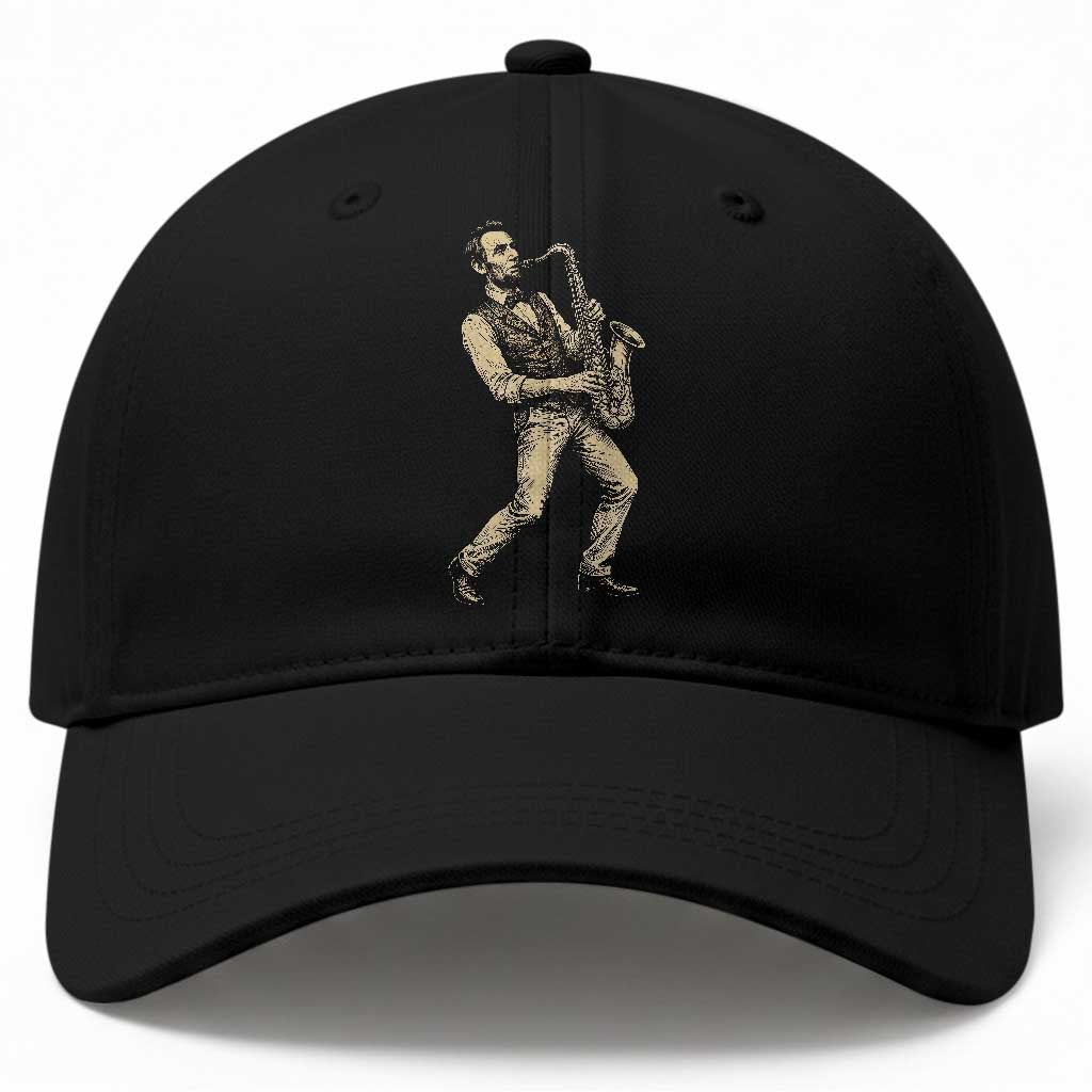 Vintage Abraham Lincoln Playing Saxophone Baseball Cap USA History