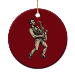 Vintage Abraham Lincoln Playing Saxophone Ceramic Ornament USA History