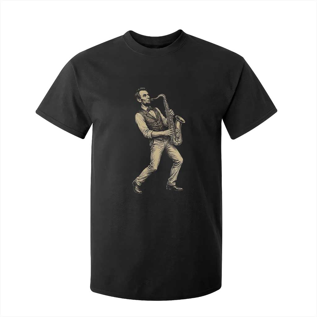 Vintage Abraham Lincoln Playing Saxophone T Shirt For Kid USA History