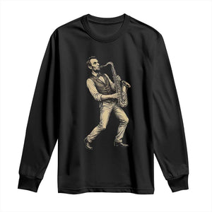 Vintage Abraham Lincoln Playing Saxophone Long Sleeve Shirt USA History