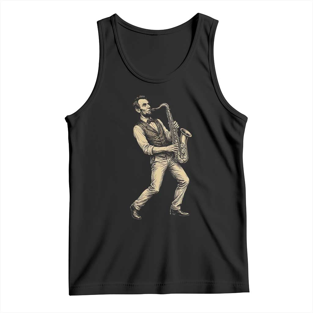 Vintage Abraham Lincoln Playing Saxophone Tank Top USA History