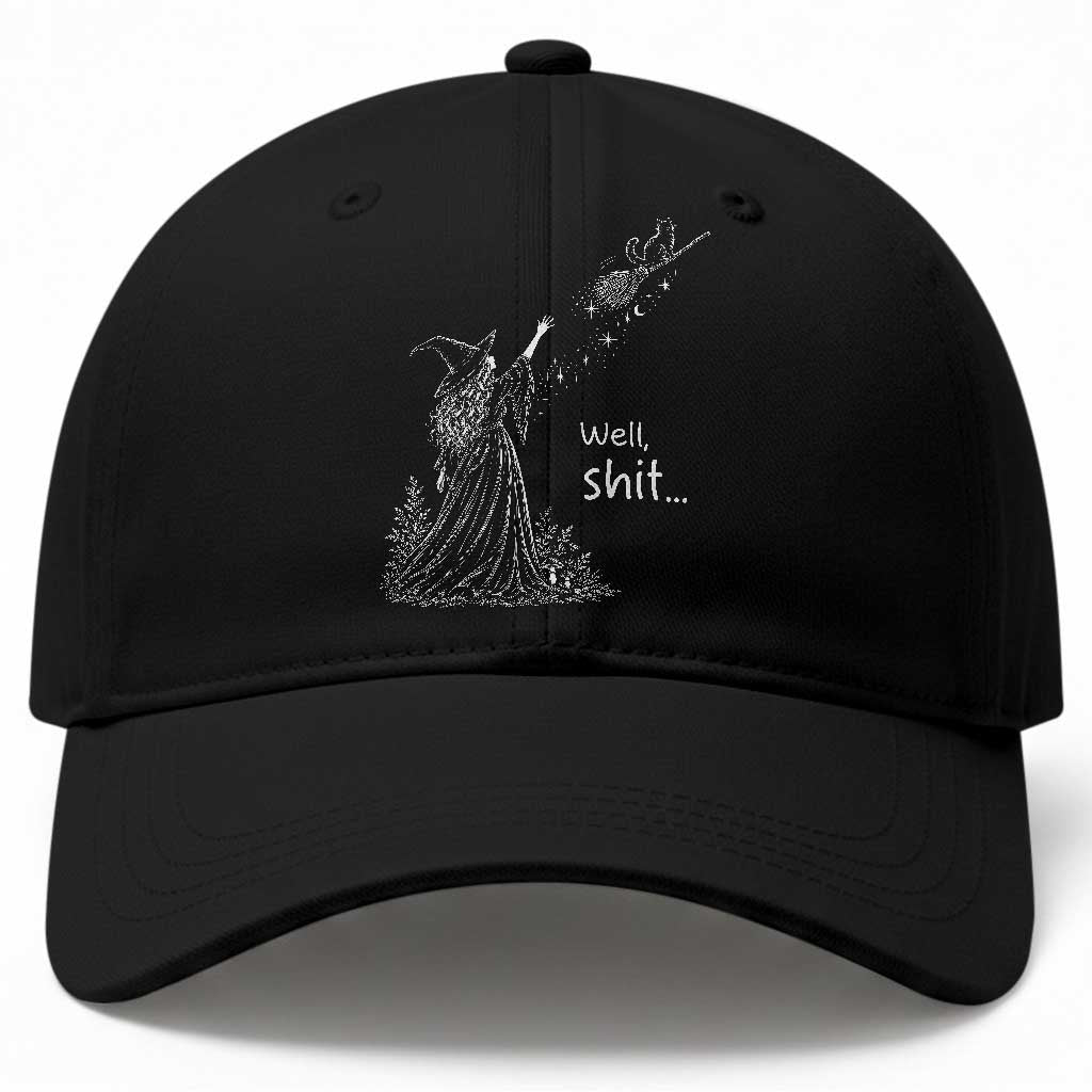 Funny Well Shit Witch Halloween Baseball Cap Cat Stole My Broom Flying