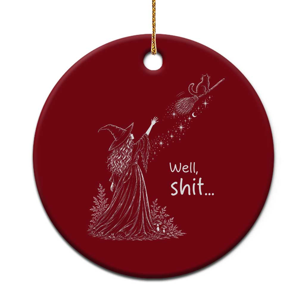 Funny Well Shit Witch Halloween Ceramic Ornament Cat Stole My Broom Flying