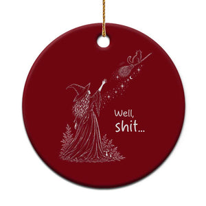 Funny Well Shit Witch Halloween Ceramic Ornament Cat Stole My Broom Flying