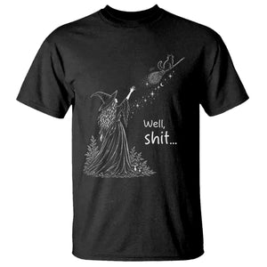 Funny Well Shit Witch Halloween T Shirt Cat Stole My Broom Flying