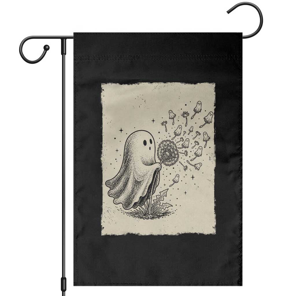 Cute Ghost Blowing Dandelion Wish Garden Flag Halloween Japanese Style