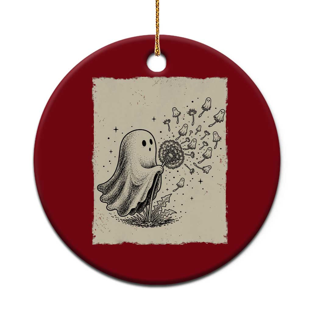 Cute Ghost Blowing Dandelion Wish Ceramic Ornament Halloween Japanese Style