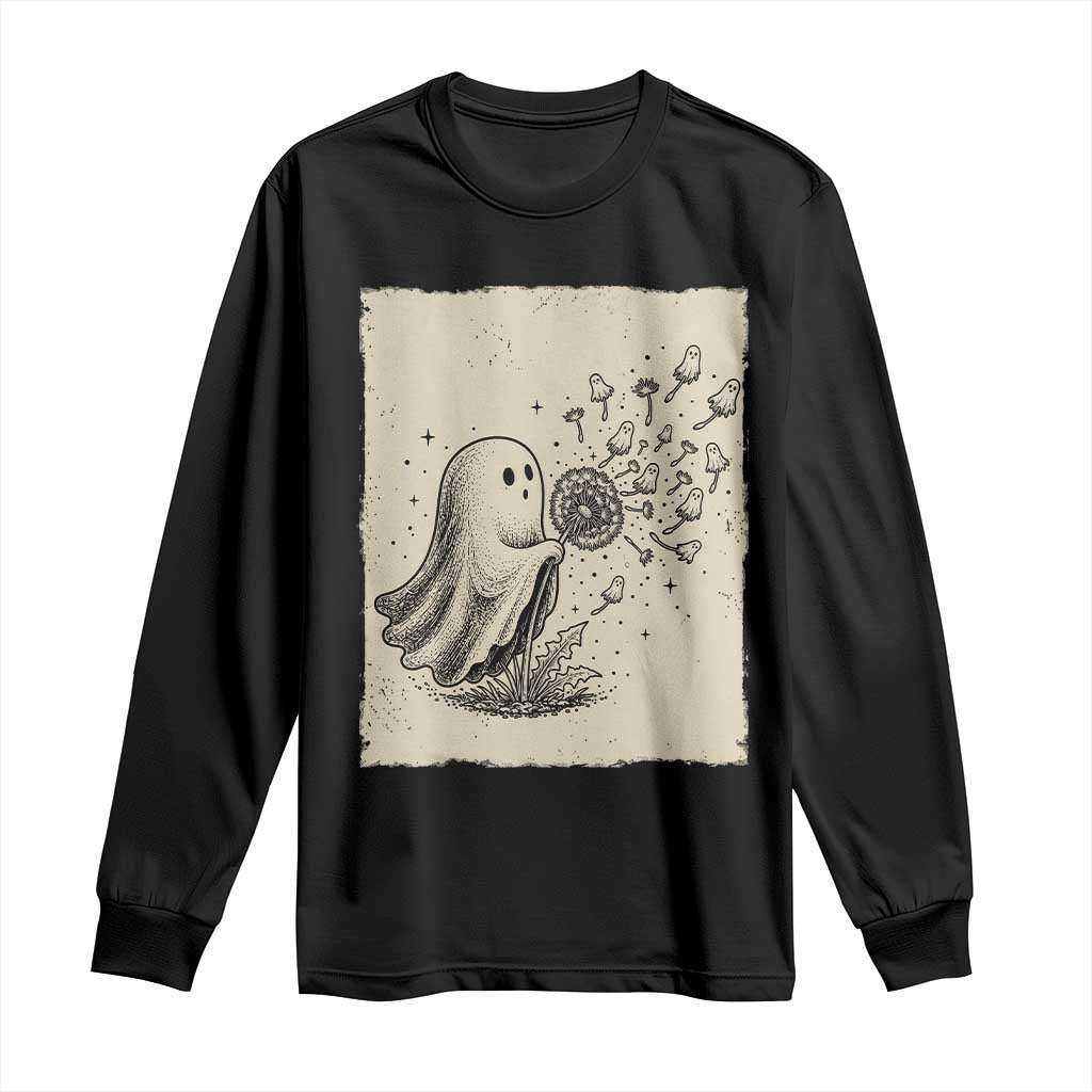 Cute Ghost Blowing Dandelion Wish Long Sleeve Shirt Halloween Japanese Style