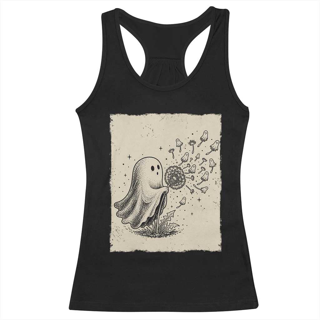 Cute Ghost Blowing Dandelion Wish Racerback Tank Top Halloween Japanese Style
