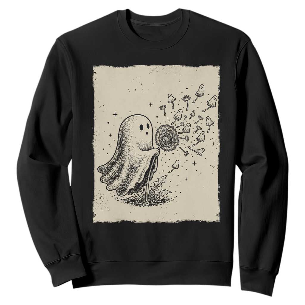 Cute Ghost Blowing Dandelion Wish Sweatshirt Halloween Japanese Style
