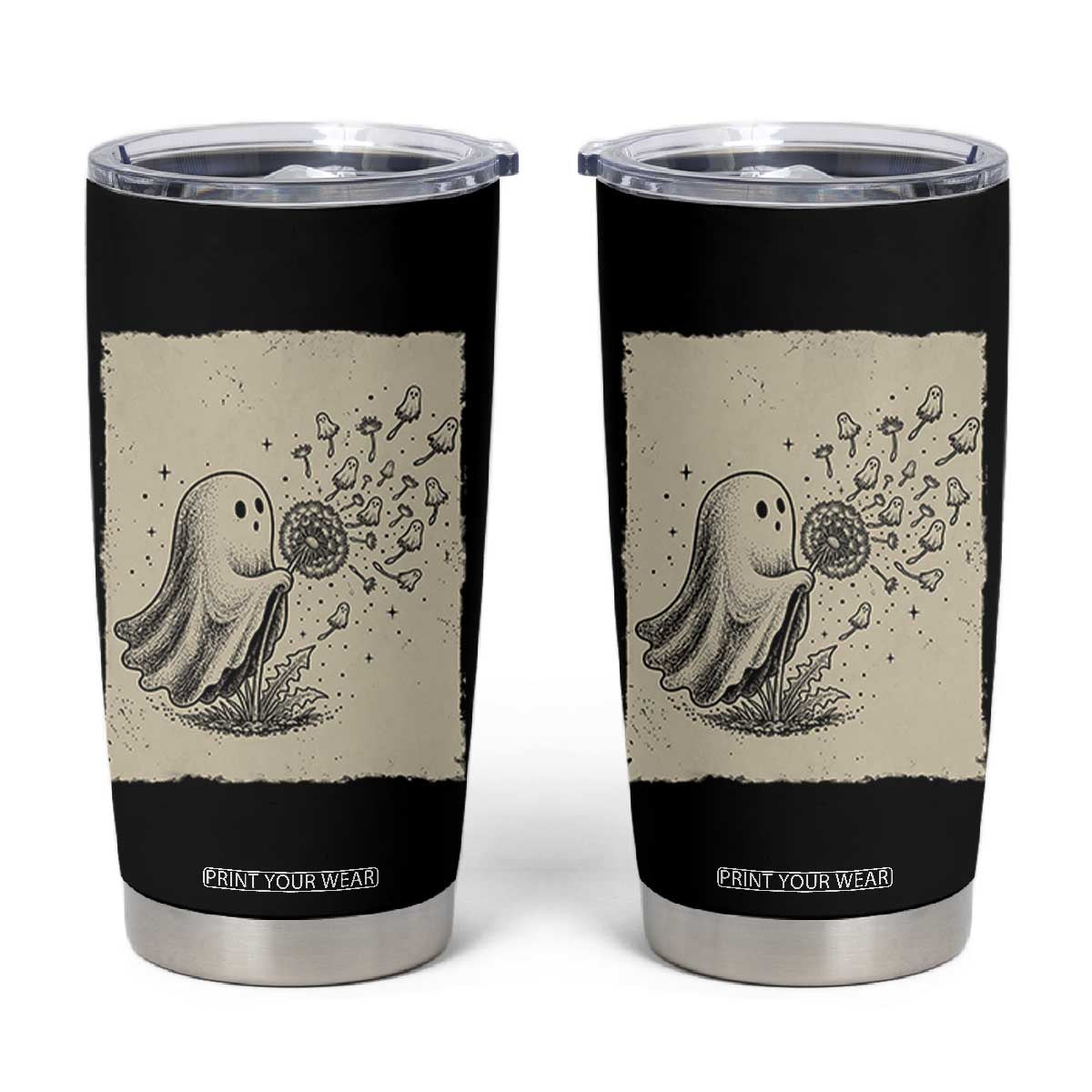 Cute Ghost Blowing Dandelion Wish Tumbler Cup Halloween Japanese Style