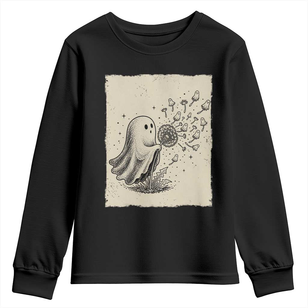 Cute Ghost Blowing Dandelion Wish Youth Sweatshirt Halloween Japanese Style