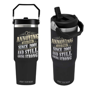 Vintage 25th Wedding Anniversary Flip Straw Tumbler Annoying Each Other Since 2001 Still Going Strong