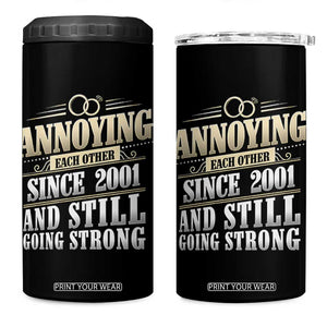 Vintage 25th Wedding Anniversary 4 in 1 Can Cooler Tumbler Annoying Each Other Since 2001 Still Going Strong