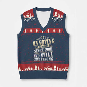 Vintage 25th Wedding Anniversary V-Neck Knit Sweater Vest Annoying Each Other Since 2001 Still Going Strong