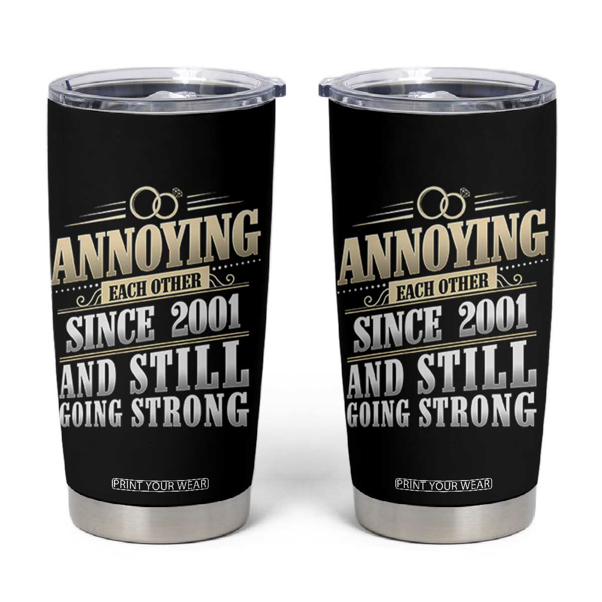 Vintage 25th Wedding Anniversary Tumbler Cup Annoying Each Other Since 2001 Still Going Strong