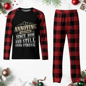 Vintage 35th Wedding Anniversary Plaid Pajama Set Annoying Each Other Since 1991 Still Going Strong
