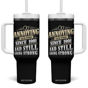 Vintage 35th Wedding Anniversary Tumbler With Handle Annoying Each Other Since 1991 Still Going Strong