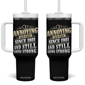 Vintage 45th Wedding Anniversary Tumbler With Handle Annoying Each Other Since 1981 Still Going Strong