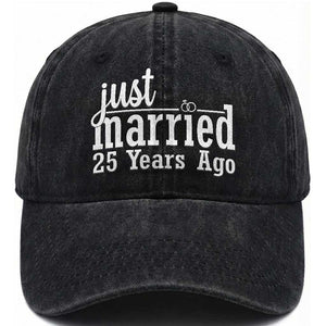 Funny 25th Wedding Anniversary Washed Cotton Baseball Cap Just Married 25 Years Ago