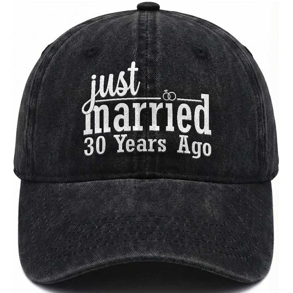 Funny 30th Wedding Anniversary Washed Cotton Baseball Cap Just Married 30 Years Ago