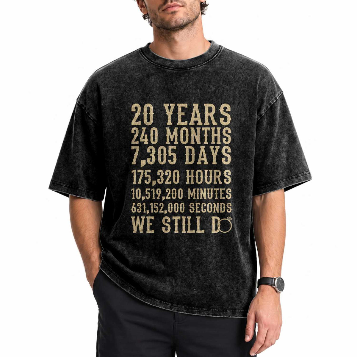 Vintage 20th Wedding Anniversary Milestone Washed Cotton T-Shirt 20 Years We Still Do