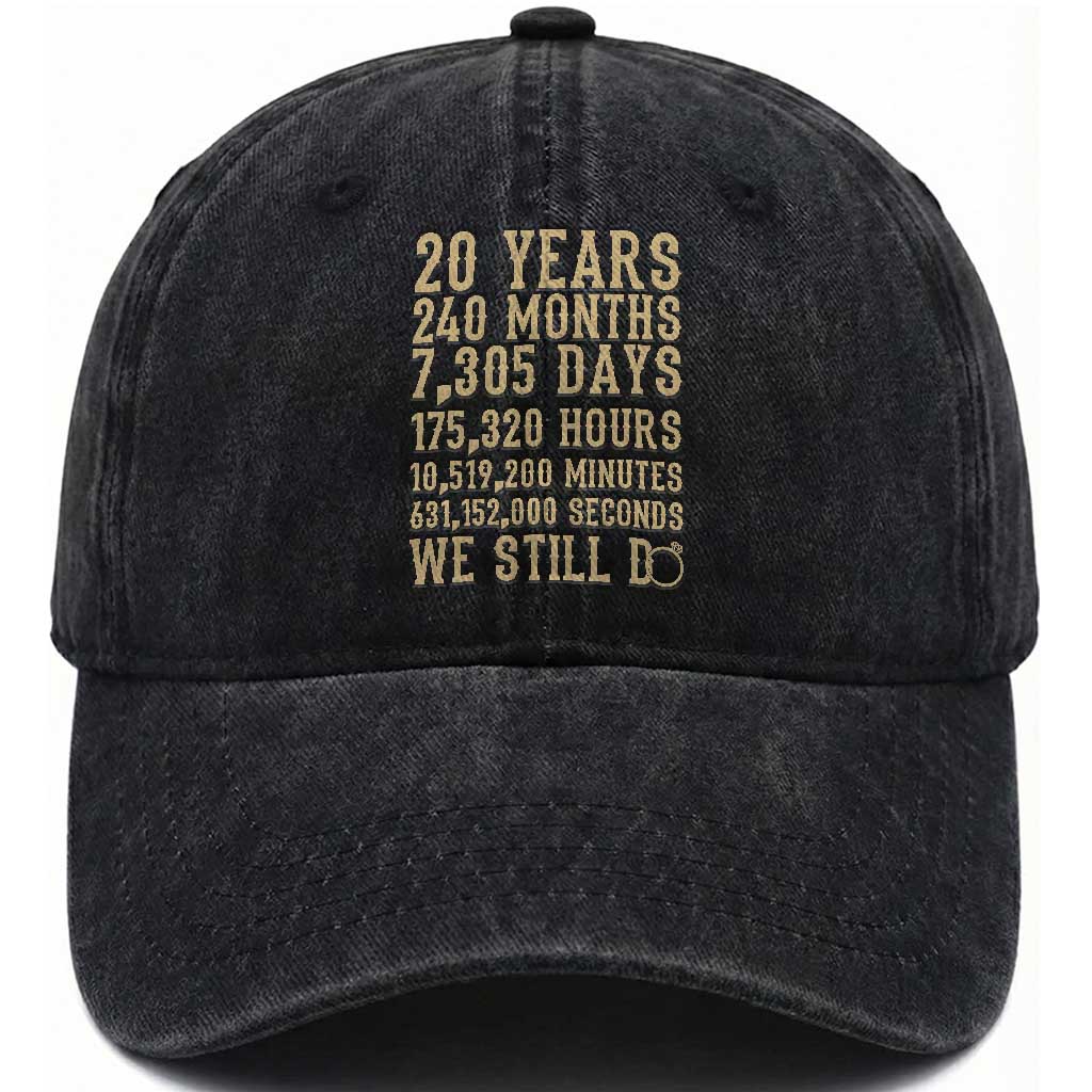 Vintage 20th Wedding Anniversary Milestone Washed Cotton Baseball Cap 20 Years We Still Do