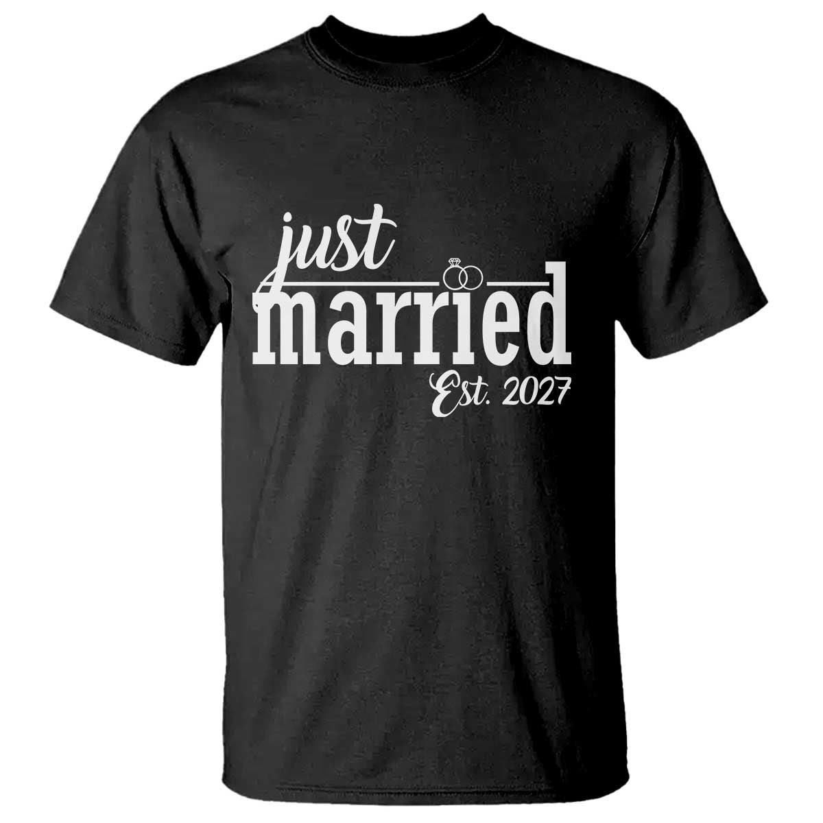 Just Married Est 2027 Newlywed Couple T Shirt Bride Groom Wedding