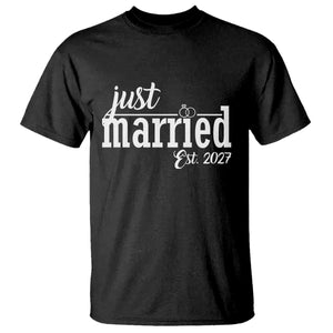Just Married Est 2027 Newlywed Couple T Shirt Bride Groom Wedding