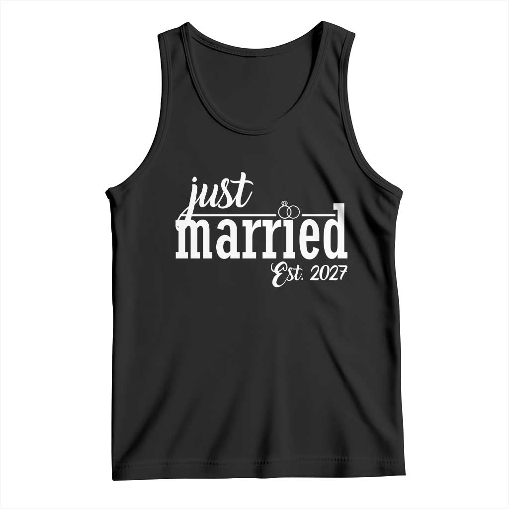 Just Married Est 2027 Newlywed Couple Tank Top Bride Groom Wedding