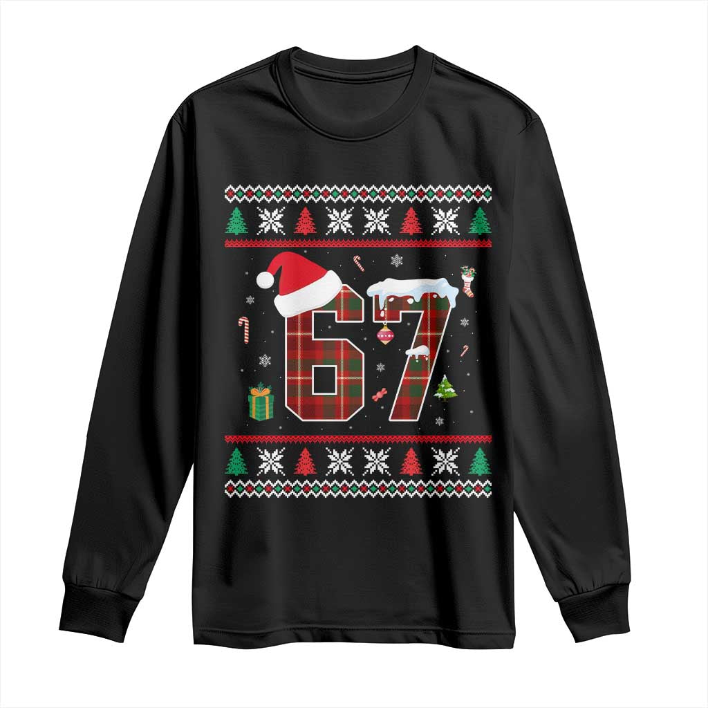Funny Six Seven Meme Christmas Ugly Sweater Long Sleeve Shirt Trendy Tiktok Gift TS12 Black Print Your Wear